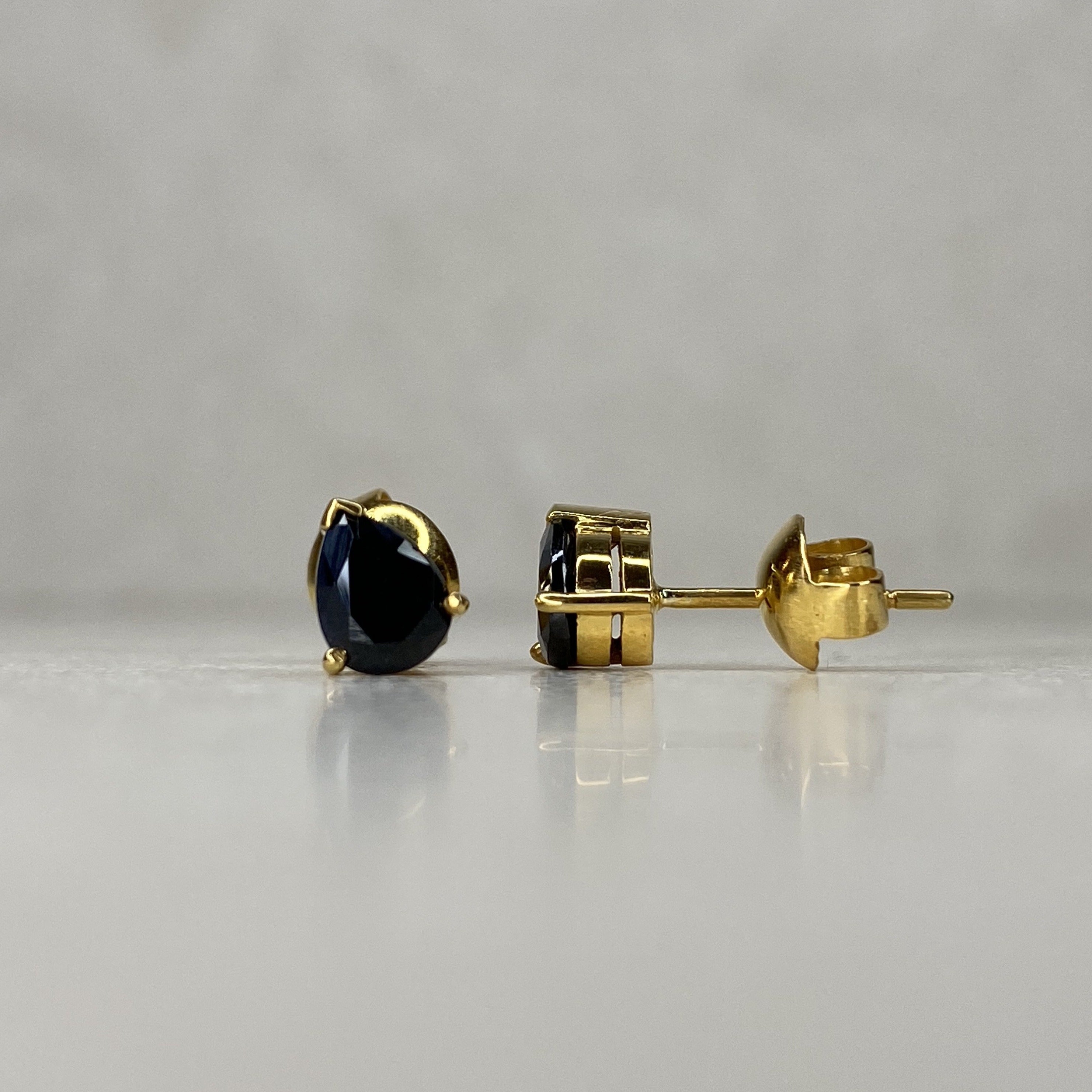 Pear Blue Sapphire Gold Earrings - 1.6 ct