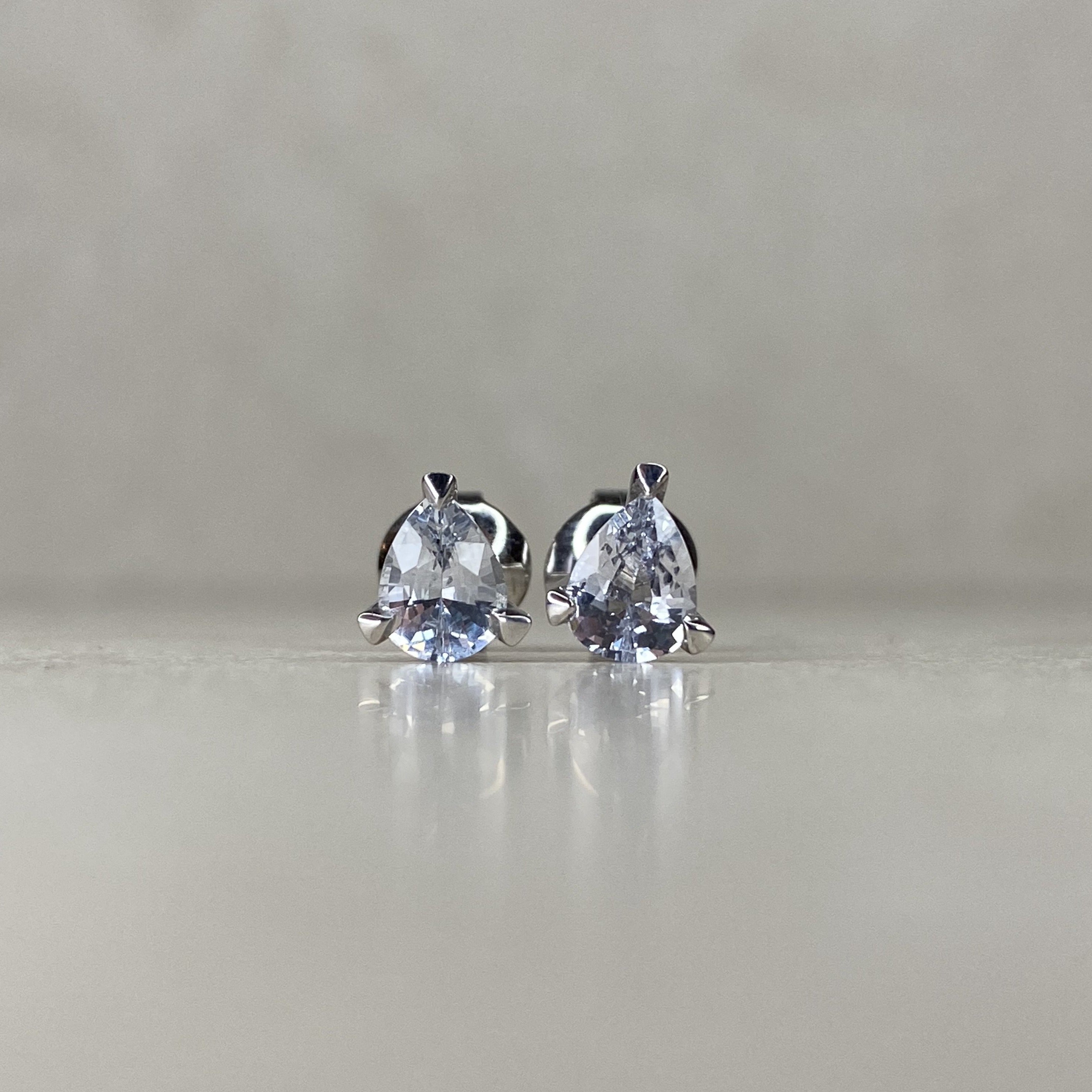 Silver Earrings Pear White Sapphire
