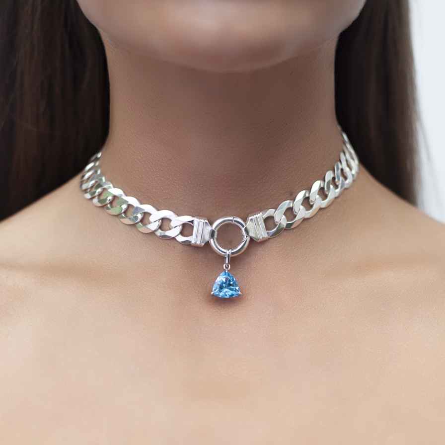 Curb chain necklace with "Surf Lock"